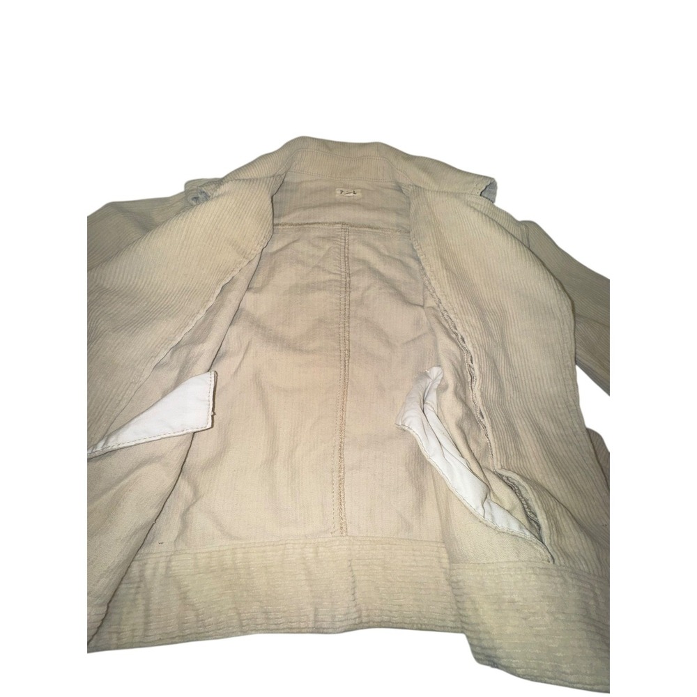 POL Womens Cream Corduroy Moto Jacket Belted Zip Front Size S - Picture 7 of 9